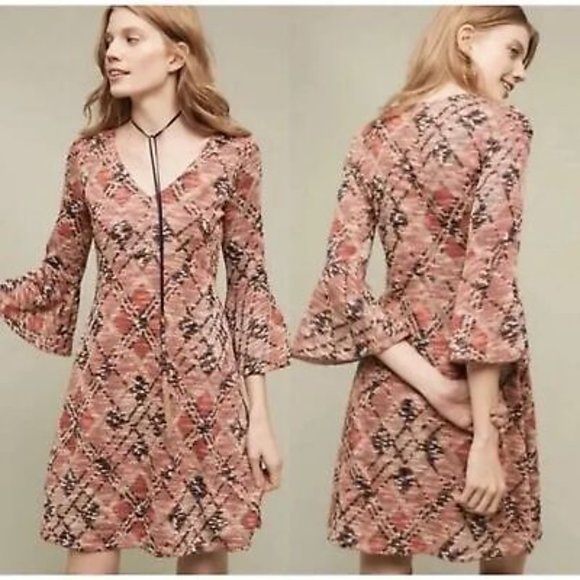 Erina Knit Bell Sleeve Fit and Flare Dress - Picture 1 of 7